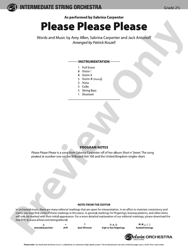 Please Please Please - String Orchestra Conductor Score & Parts (Digital Download)