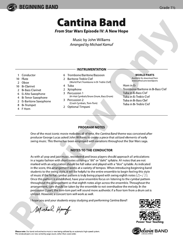 Cantina Band - Concert Band Conductor Score & Parts (Digital Download)