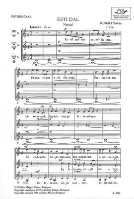 Esti Dal (Evening Song) - Zoltan Kodaly - SSA Editio Musica Budapest Octavo