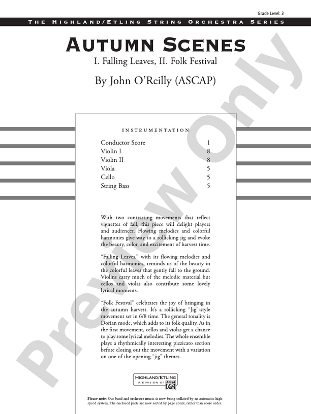 Autumn Scenes – String Orchestra Conductor Score & Parts (Digital Download)