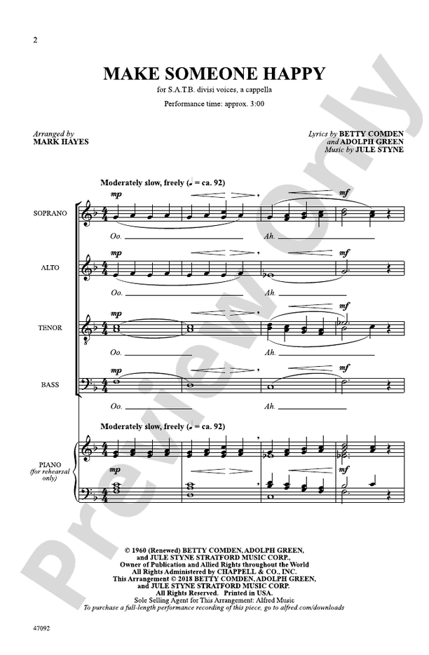 Make Someone Happy – SATB, a cappella Choral Octavo (Digital Download)