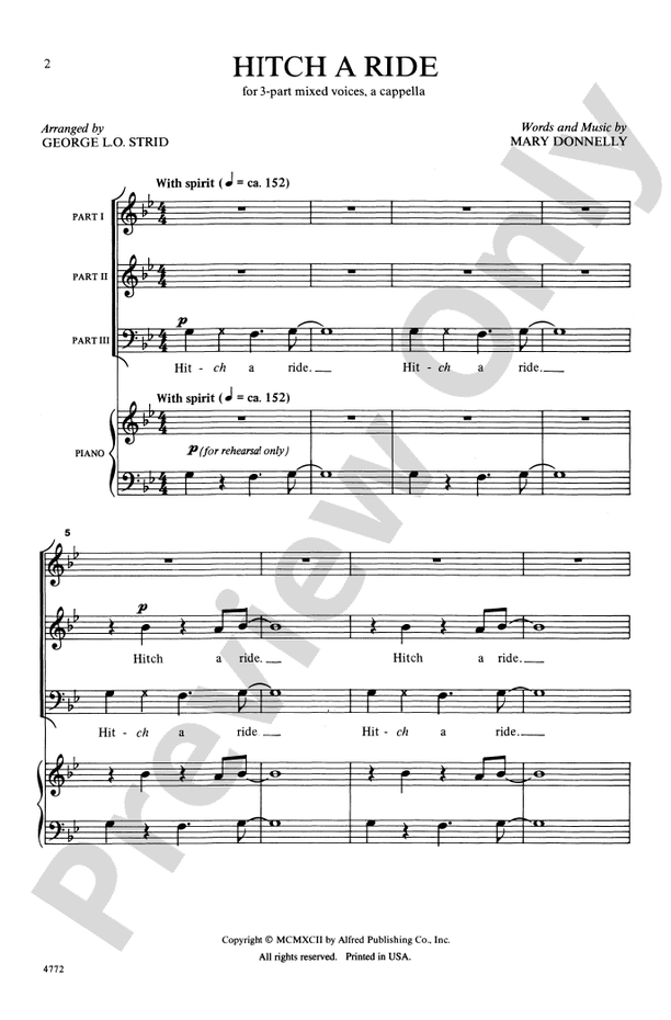Hitch a Ride – 3-Part Mixed, a cappella Choral Octavo (Digital Download)