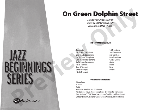 On Green Dolphin Street - Jazz Ensemble Conductor Score & Parts(Digital Download)