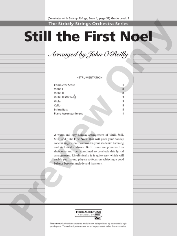 Still the First Noel – String Orchestra Conductor Score & Parts (Digital Download)