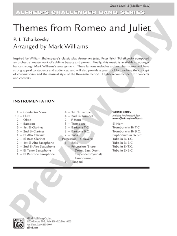Romeo and Juliet, Themes from - Concert Band Conductor Score & Parts (Digital Download)