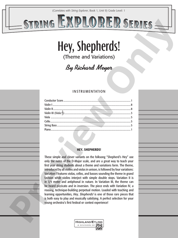 Hey, Shepherds! – String Orchestra Conductor Score & Parts (Digital Download)