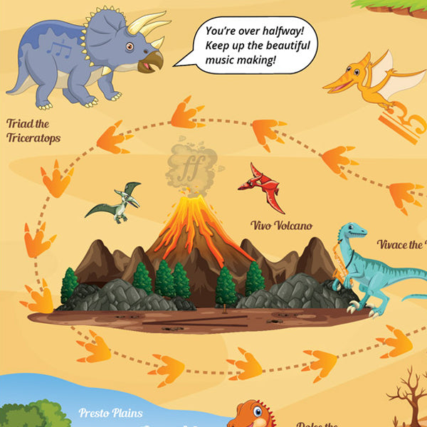 Jurassic Journey A3 Music Practice Chart by Musically Gifted
