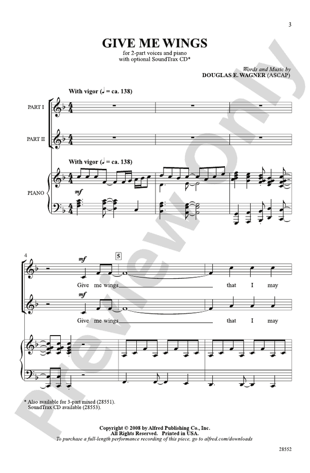 Give Me Wings – 2-Part Choral Octavo (Digital Download)