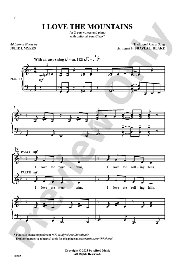 I Love the Mountains - 2 Part Treble Choral Octavo (Digital Download)