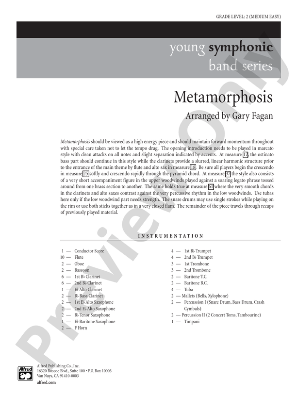 Metamorphosis - Concert Band Conductor Score & Parts (Digital Download)