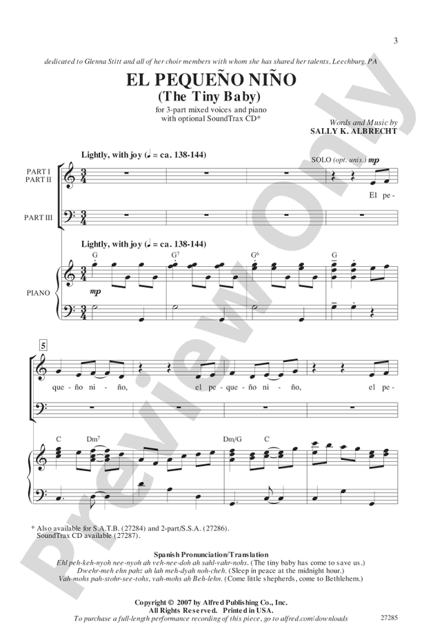 El Pequeño Nino (The Tiny Baby) – 3-Part Mixed Choral Octavo (Digital Download)
