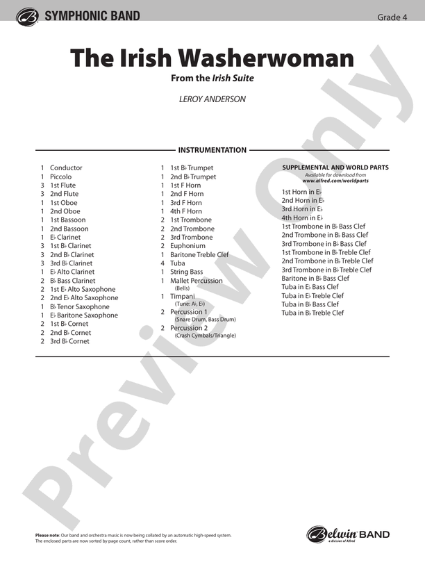 The Irish Washerwoman (from the Irish Suite) - Concert Band Conductor Score & Parts (Digital Download)