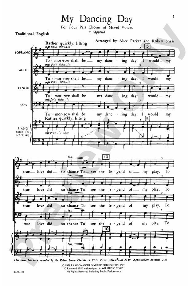 My Dancing Day – SATB Choral Octavo (Digital Download)