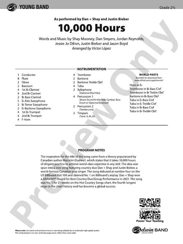 10,000 Hours - Concert Band Conductor Score & Parts (Digital Download)