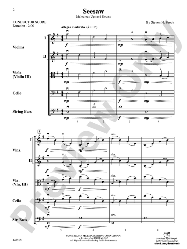 Seesaw - String Orchestra Conductor Score & Parts (Digital Download)