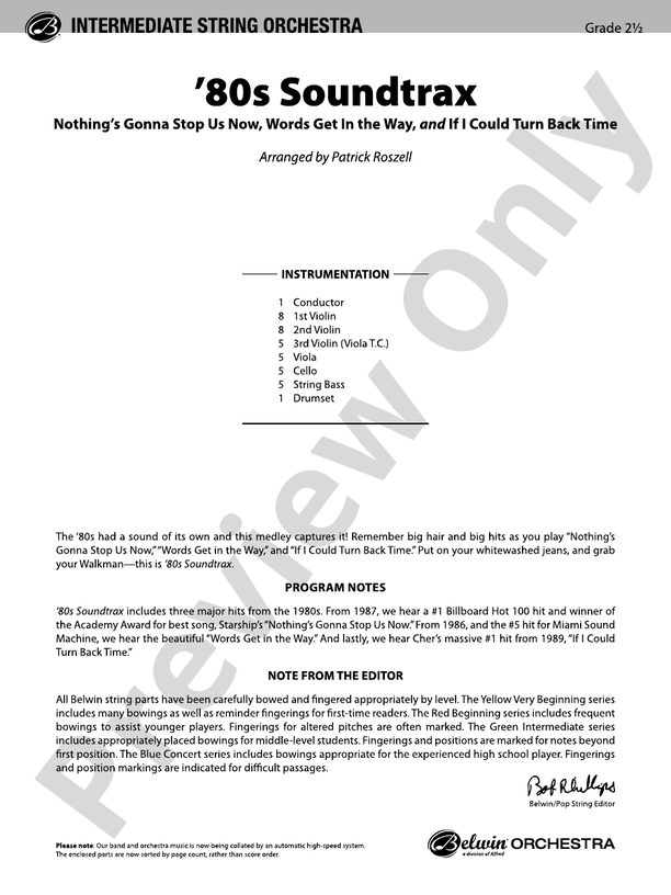 80s Soundtrax - String Orchestra Conductor Score & Parts (Digital Download)