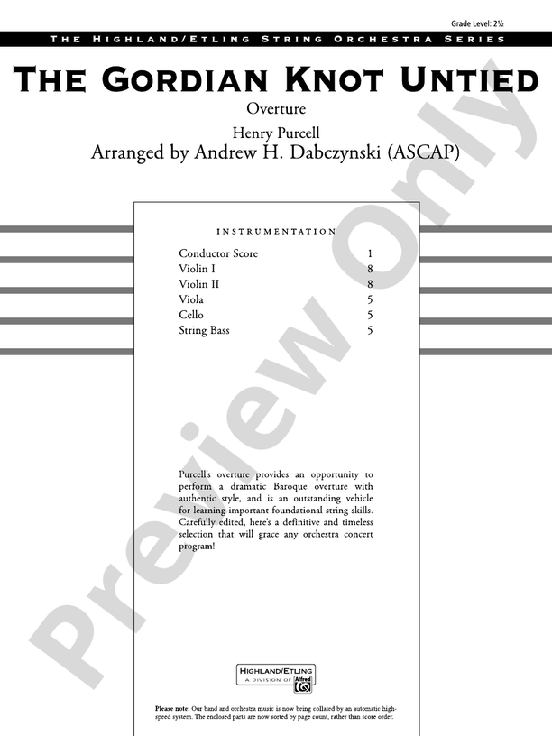 The Gordian Knot Untied – String Orchestra Conductor Score & Parts (Digital Download)