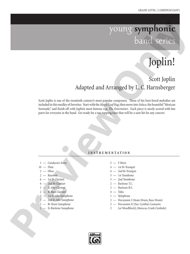 Joplin! - Concert Band Conductor Score & Parts (Digital Download)