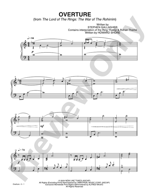 Overture (from The Lord of The Rings: The War of The Rohirrim) - Easy Piano (Digital Download)
