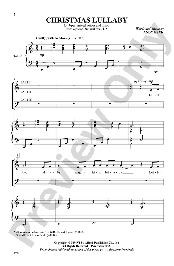 Christmas Lullaby – 3-Part Mixed Choral Octavo (Digital Download)