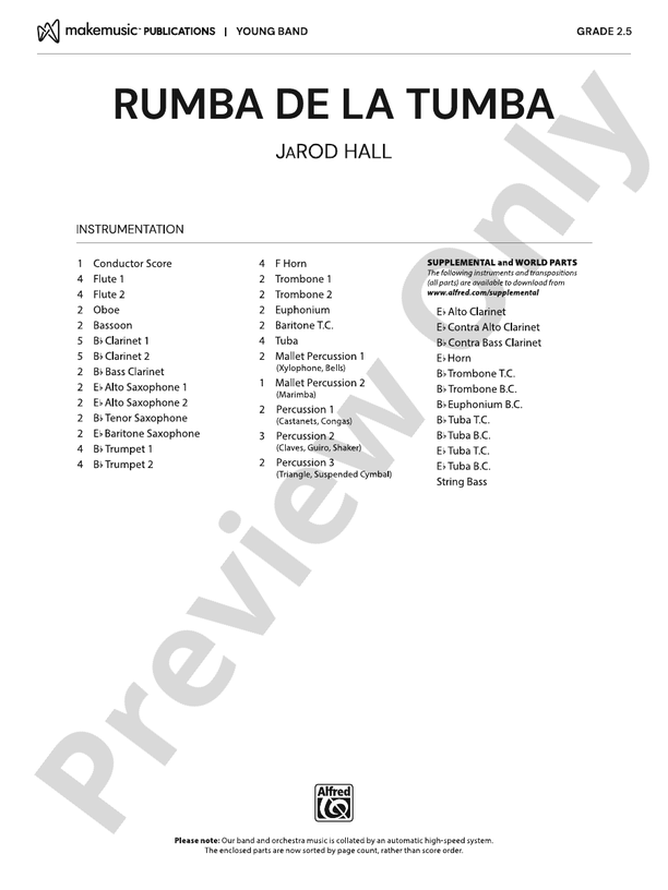 Rumba de la Tumba – Concert Band Conductor Score & Parts (Digital Download)