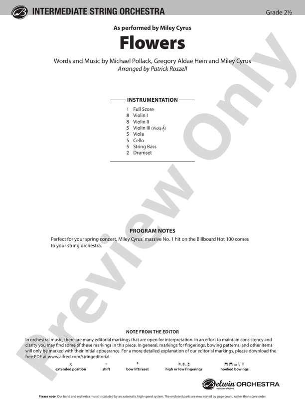 Flowers - String Orchestra Conductor Score & Parts (Digital Download)