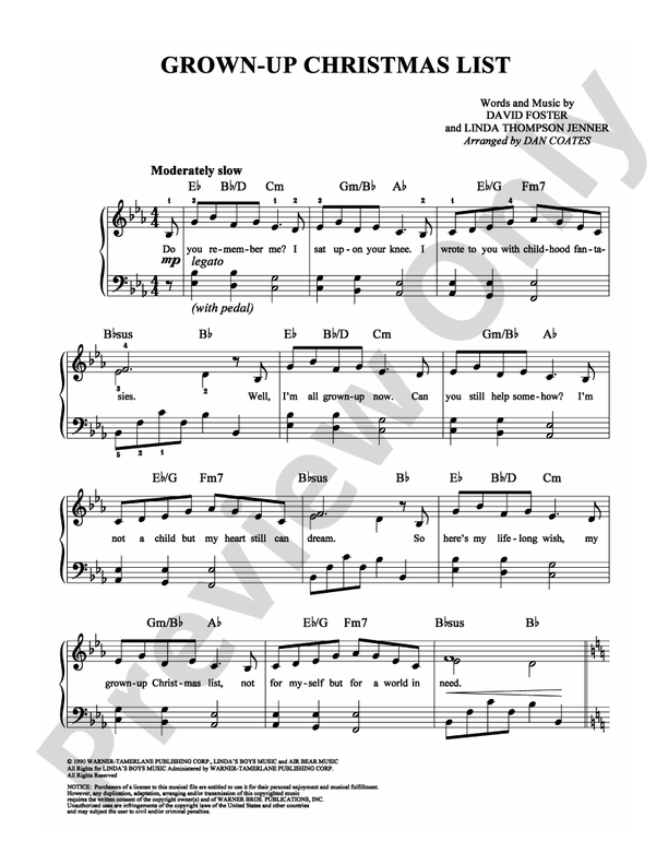 Grown-Up Christmas List - DSM-PS-0002842 - Easy Piano (Digital Download)