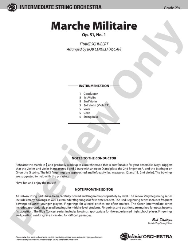 March Militaire – String Orchestra Conductor Score & Parts (Digital Download)