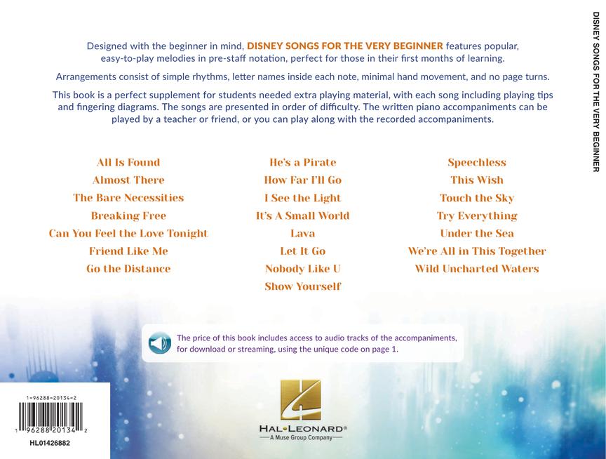 Disney Songs for the Very Beginner - Piano/OLA Hal Leonard 1426882