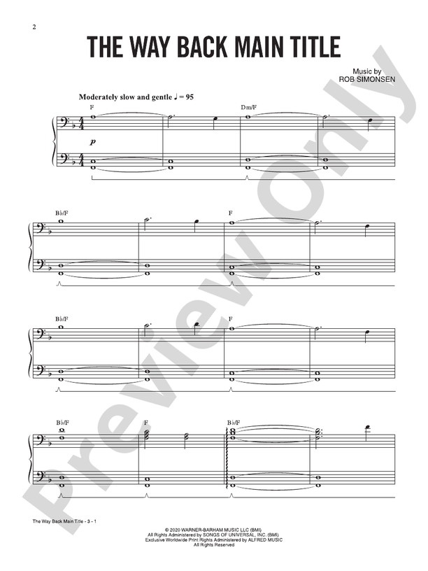 The Way Back Main Title - Piano (Digital Download)