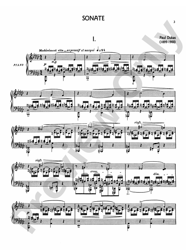 Dukas - Sonata in E flat Minor - Piano Solo (Digital Download)