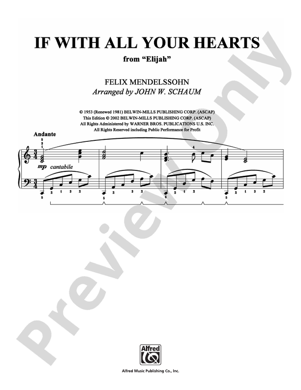 Mendelssohn - If With All Your Hearts - Piano (Digital Download)