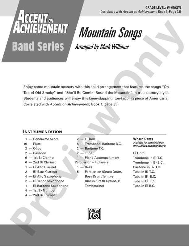 Mountain Songs - Concert Band Conductor Score & Parts (Digital Download)