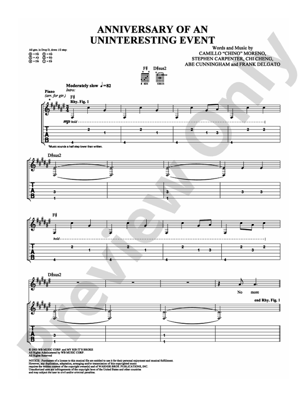Anniversary of an Uninteresting Event - Guitar TAB (Digital Download)