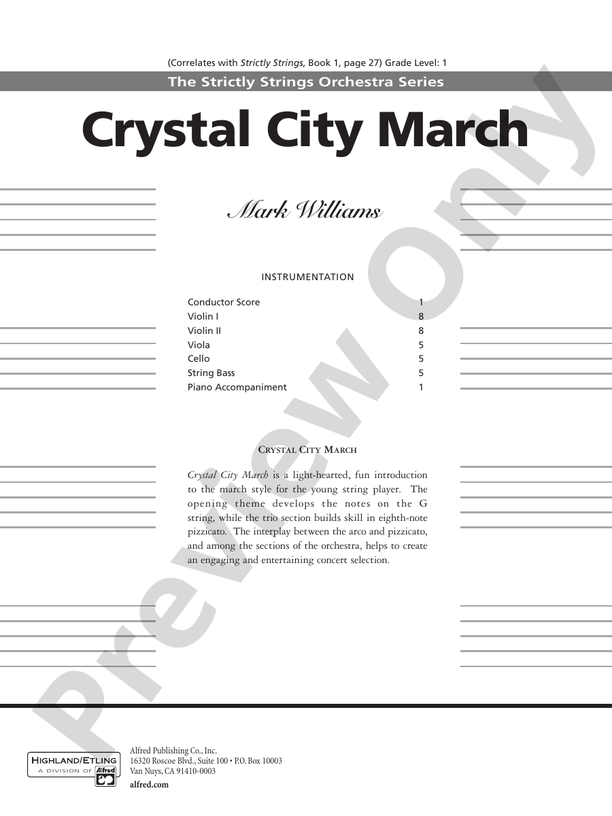 Crystal City March – String Orchestra Conductor Score & Parts (Digital Download)