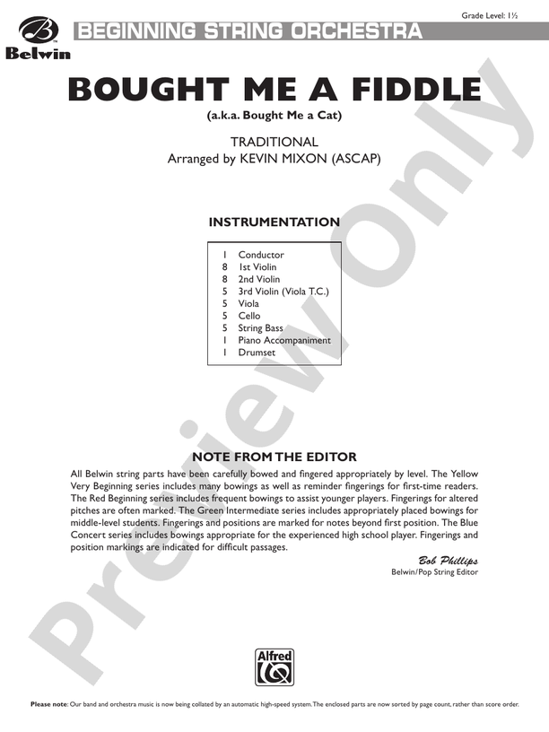 Bought Me a Fiddle – String Orchestra Conductor Score & Parts (Digital Download)