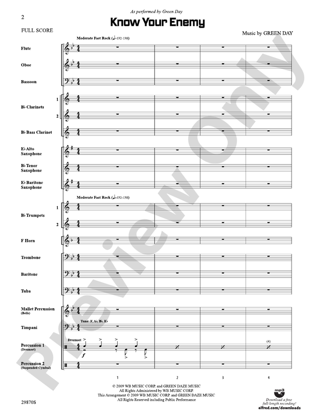 Know Your Enemy - Concert Band Conductor Score & Parts (Digital Download)