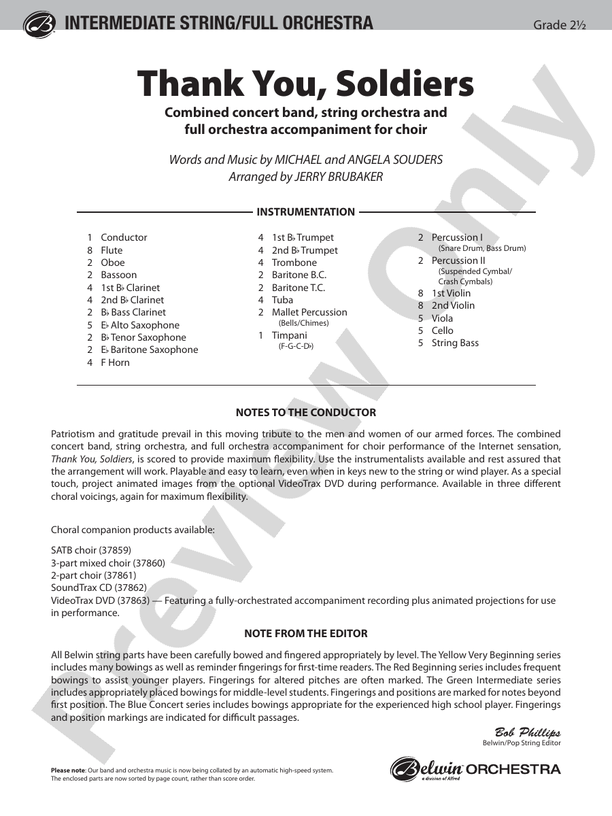 Thank You, Soldiers – Full Orchestra Conductor Score & Parts (Digital Download)