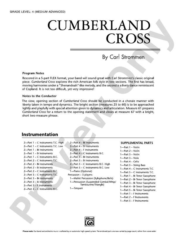 Cumberland Cross (Flexible Arrangement) - Concert Band Conductor Score & Parts (Digital Download)