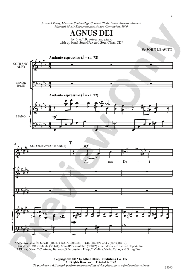 Agnus Dei - John Leavitt - SATB Choral Octavo (Digital Download)