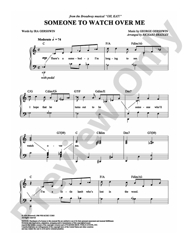 Someone To Watch Over Me - Arr. Richard Bradley - Easy Piano (Digital Download)