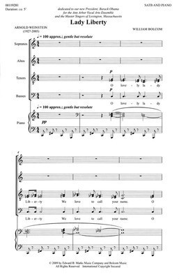Lady Liberty - SATB and Piano - William Bolcom - SATB Edward B. Marks Music Company Choral Score Octavo