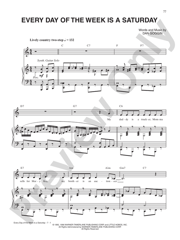 Every Day of the Week Is a Saturday (from Sister Amnesia's Country Western Nunsense Jamboree) - PVG (Digital Download)