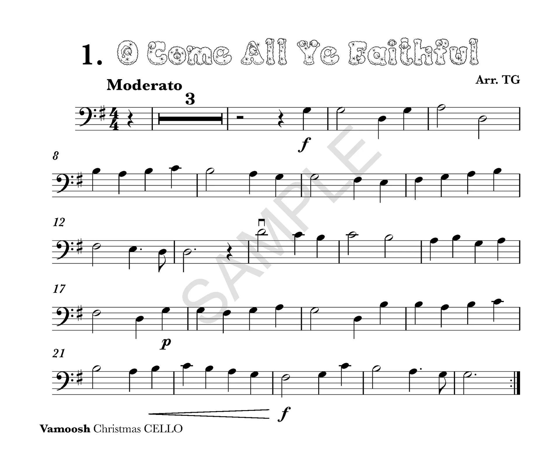 Vamoosh Christmas - Cello/Audio Access Online arranged by Gregory Vamoosh Music VAM17