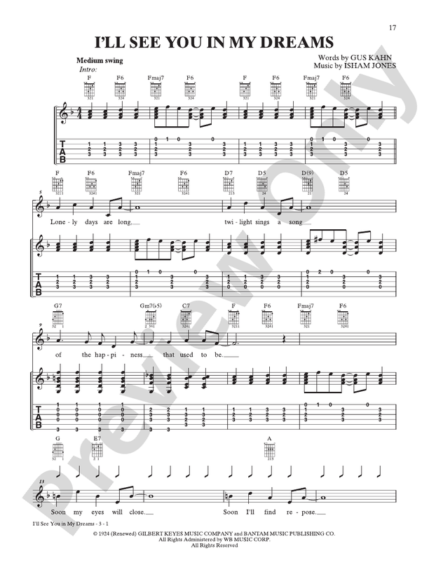 I'll See You in My Dreams - Interm./Easy Guitar TAB (Digital Download)