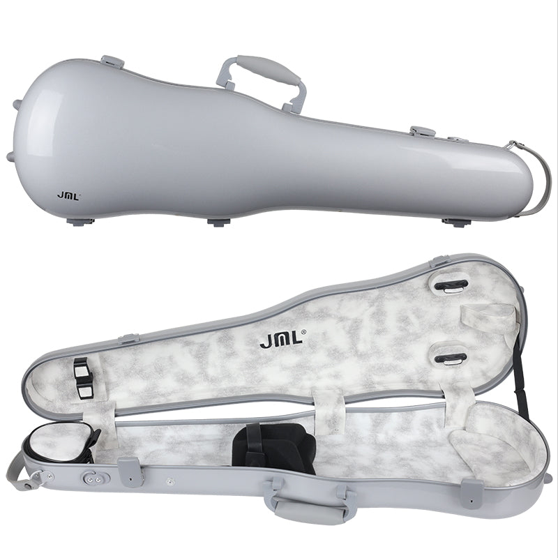 JML Carbon Fibre 1.5 Shaped Violin Case Silver 4/4