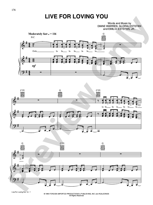 Live for Loving You - Gloria Estefan - PVG (Digital Download)
