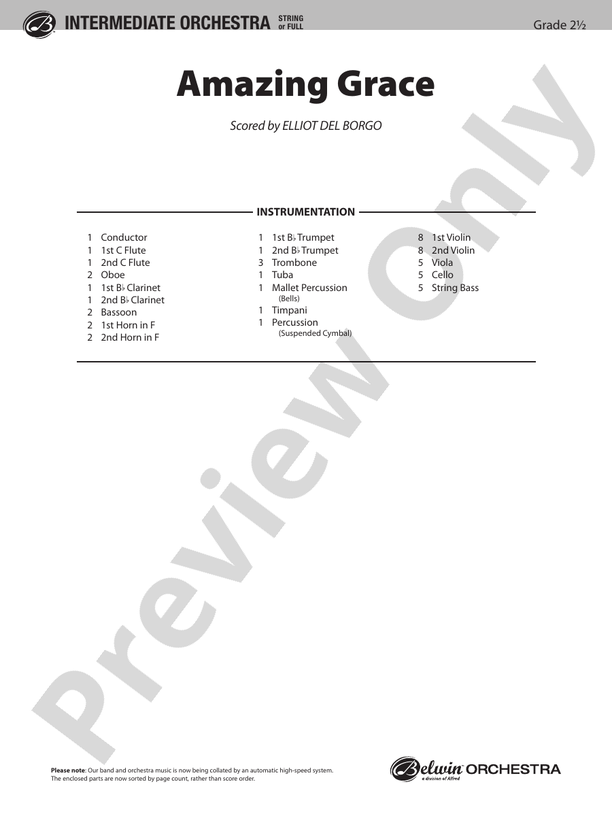 Amazing Grace – Full Orchestra Conductor Score & Parts (Digital Download)