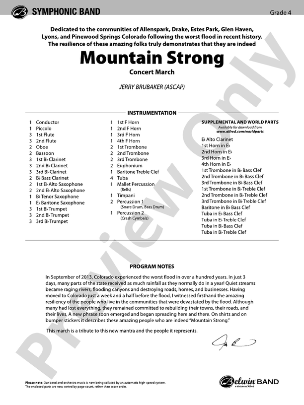 Mountain Strong - Concert Band Conductor Score & Parts (Digital Download)