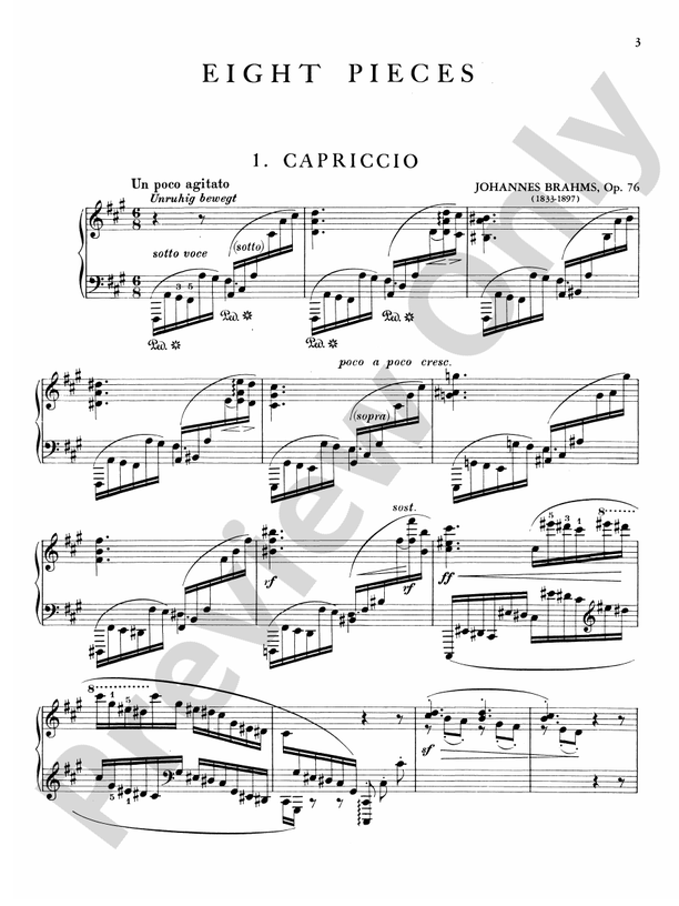 Brahms - Eight Pieces, Op. 76 - Piano Solo (Digital Download)
